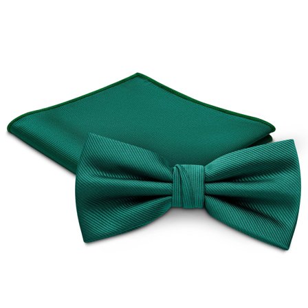 Emerald Green Pre-Tied Bow Tie and Pocket Square Set for Men - Bow Tie Sets