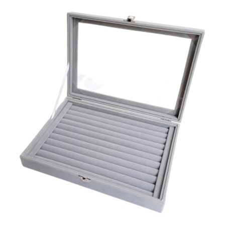 Manschettknappar Bricka Showcase med Klart Lock för Örhängen Bröllop Brud Broscher