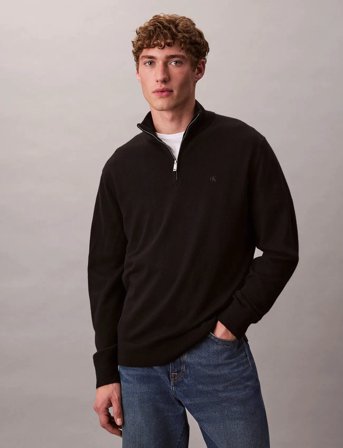 Calvin Klein Ls 100% Merino Qz 14Gg - Black - XXL