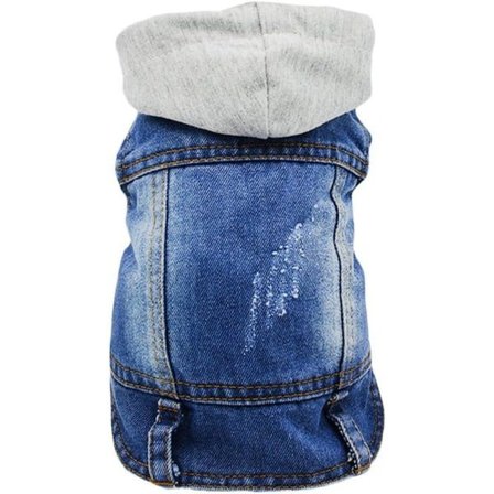 Vintage Wash jeansjacka Jumpsuit Blå jeansoutfit för små hunddjur/6 storlek M