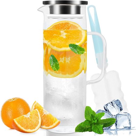 Glaskande, 51oz/1,5 liter glaskande med låg, varmebestandig borosilikatglaskande