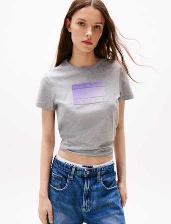 Tommy Jeans Tjw Reg Gradient Flag Ss - Grey - XS
