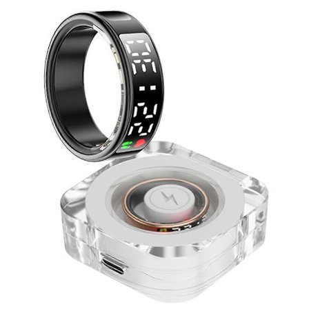 SR08 Digital Display Smart Ring Sömnmätare Blodsyre Pulsmätare Ring med Laddningsfodral