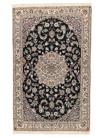 Nain Fine 9La Teppich Handgeknüpft 93X149 Schwarz/Braun Persien/Iran