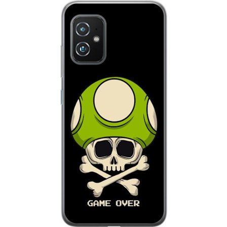 Kompatibel Mobilcover til Asus Asus Zenfone 8 Spilmotiv med dødskalle og grøn svamp i retro gaming-stil med teksten game over