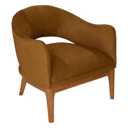 Lænestol i velour, Libor, kamel