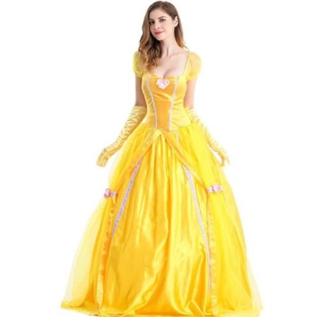 Cospaly Prinsessa Belle Keltainen Mekko Hame Keltainen Yellow S