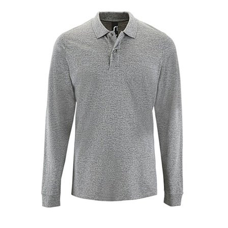 SOLS Herr Perfect Long Sleeve Pique Polo Shirt XL Grey Marl