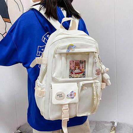 Kawaii Ryggsäck Stor Kapacitet Söta Björnar Tillbehör Ryggsäck för Skola Multificka Japansk Skolväska för Tonårsflickor
