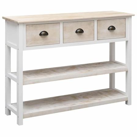 Vidaxl Skänk Vit Och Brun 108x30x76 Cm Massivt Kejsarträ Vit
