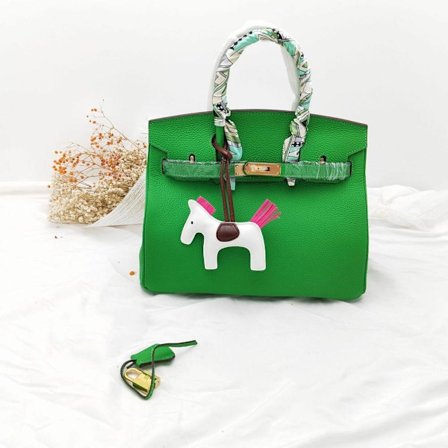 Elegant Grøn Bambus Håndtaske til Kvinder Ægte Læder Lychee Mønster 35cm