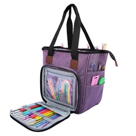 Kvaliteten af udvalget af hæklede tasker i strikkeudvalget i Oxford stof Garn Hæklenål Organizer