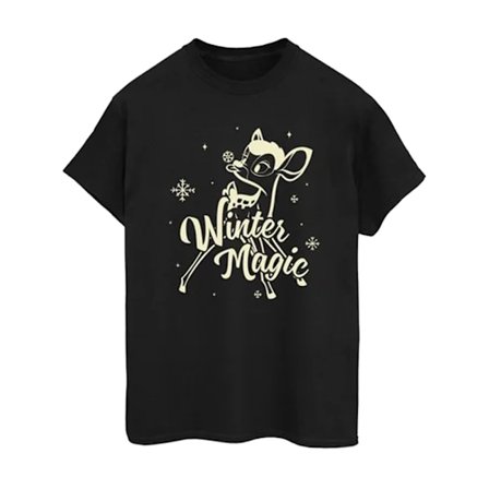 Bambi Dam/Dam Vinter Magic Bomulls Boyfriend T-shirt XL Svart