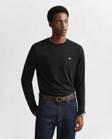 GANT Herren Langarm-T-Shirt (XL) Schwarz