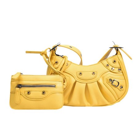 PU-lädernit dubbad axelväska Designer Crossbody-väska