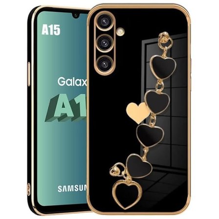 Beskyttelsesskal - Booling - til Samsung Galaxy A25 5G - Stødabsorberende Silikone - Hjertearmbånd - Sort