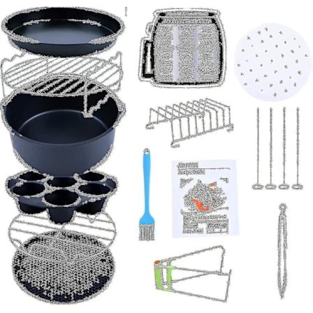 Tilbehør til Airfryer (15 sæt + 20 kogebog) - 8 tommer. Tilbehør til Airfryer. Velegnet til 4,2-6,8 qt Airfryer Alle Rasa Smartds