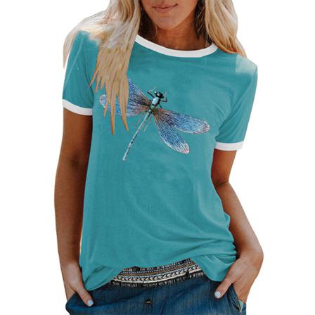 Kortärmad T-shirt För Kvinnor Med Rund Hals