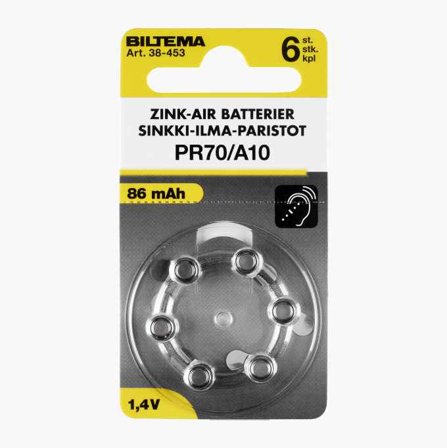 Biltema - PR70 Zink-Air batteri 6-pk.