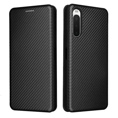 För Sony Xperia 10 IV Kolfiberdesign Absorptionsfodral Flip Ställ Korthållare Mobiltelefonfodral (LGL)
