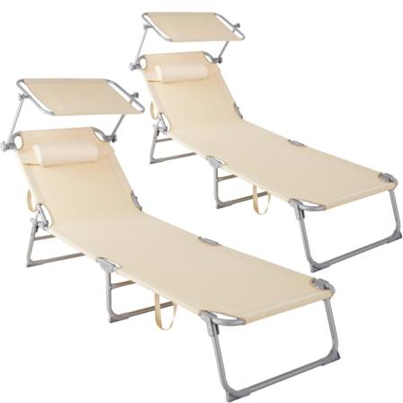 Tectake 2 Solsängar Chloé Beige