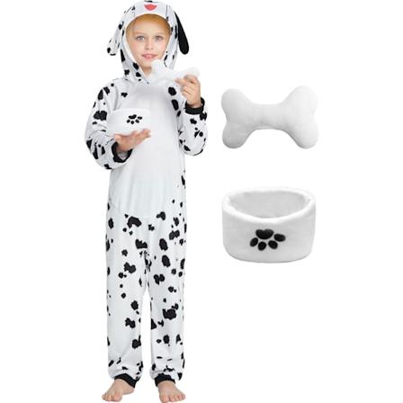 Dalmatian-asu lapsille, 3 osainen Polka Dot -koiran hyppyasu Pennut Dalmatianit Pennut Onesie-setti pojille ja tyt ille Halloween-karnevaali-juhliin 3