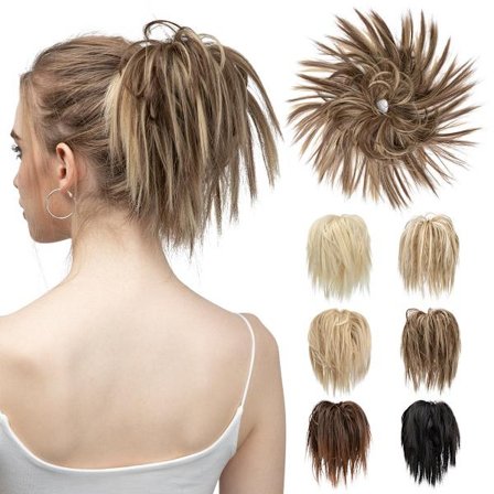 Hårbit Hair Scrunchie Updo Bröllopsfrisyrer Voluminous Wavy Messy Bun Blonde Mix