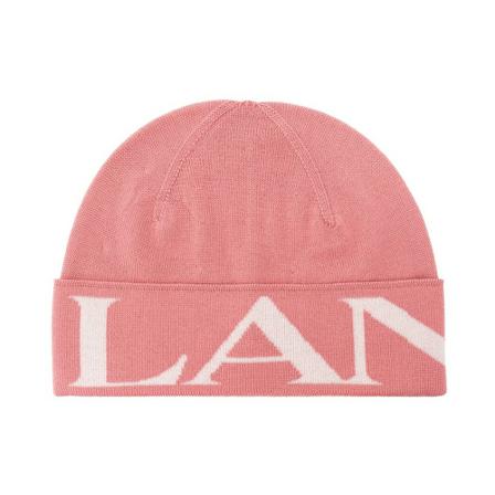 Lanvin, Beanie with logo Roze, Dames, Maat:ONE Size,wol