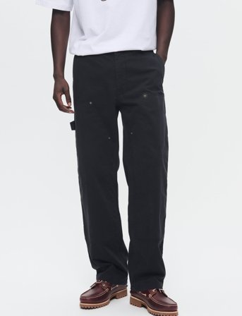 WOOD WOOD Wwfed Herringbone Workwear Pants - Black - 31