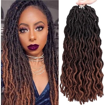 Bølgete Faux Crochet Hår 4-pakning 18" Crochet Hår Syntetisk Hår Sof