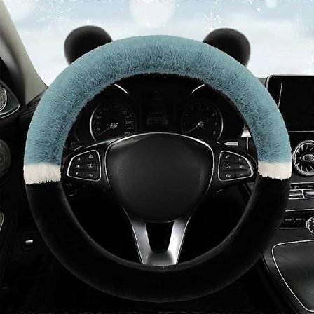 Vinter Fluffy Ratovertræk til Biler til Kvinder Bløde Varme Plys Søde Biltilbehør til Universalkøretøjer Skridsikre Fluffy Standardstørrelse