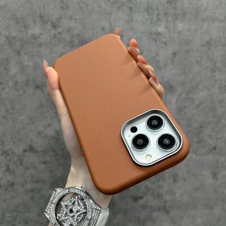 Fodral för iPhone 17PRoMAX Brun mjukt läder anti-fall