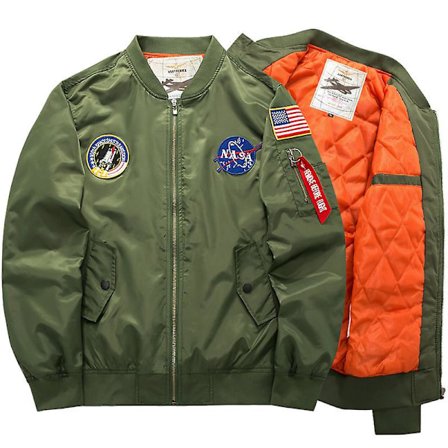 Herre Flight Jacket Nasa Atletisk Jakke Ma1 Pilot Bomber Army Jakke Varsity Biker Yttertøy