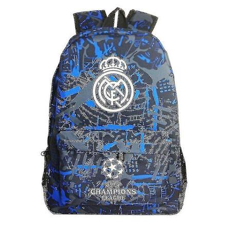 Graffiti Real Madrid Uefa Champions League Olkalaukku Fan Reppu Opiskelijan Koulureppu Säilytyslaukku H M [L]