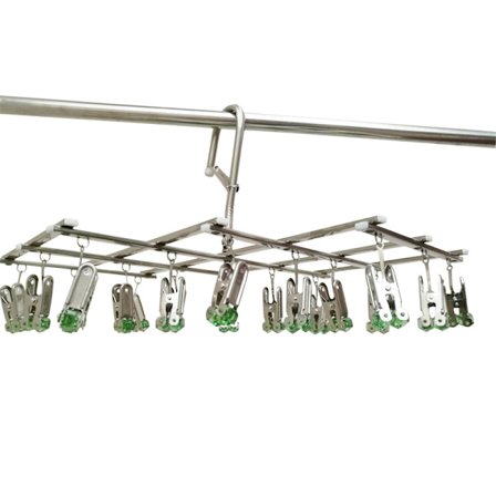 Kokoontaitettava pyykinkuivausteline 18 pyykkipojalla alusvaatteiden ja sukkien kuivaamiseen