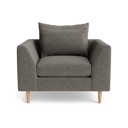 Ofelia Sessel in Boston Grau, einfarbig, moderner Polstersessel für das Wohnzimmer, bequemer Einzelsessel, zeitloses Design, Breite 85cm