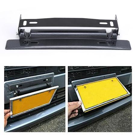 Nummerplateramme i karbonfiber-stil, justerbar, universell, DIY-modifisering for bil