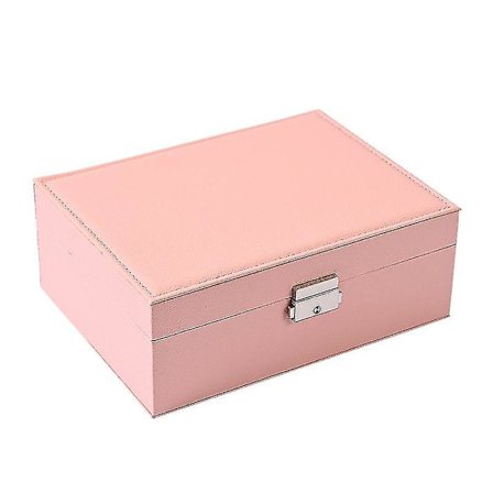 2-lags Smykkeskrin, PU Læder Smykkesæt Kasse til Kvinder, Smykkeorganisator med Låsbar Fløjlsforing, Smykkeskrin til Kvinder til at Opbevare Smykker