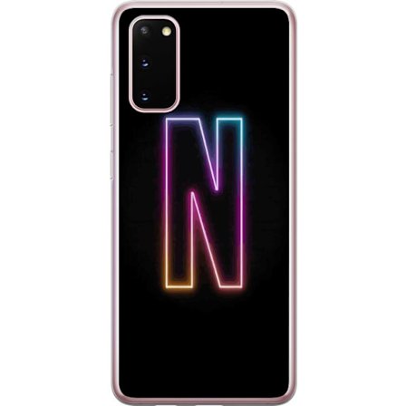 Kompatibel Mobilcover til Samsung Samsung Galaxy S20 Minimalistisk neonbogstav N i farveskiftende lys mod sort baggrund