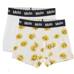 Molo 2-Pack Ivory/Smiles Justin Boxer Briefs 110/116 cm - Underwear - 110/116 cm - Cream