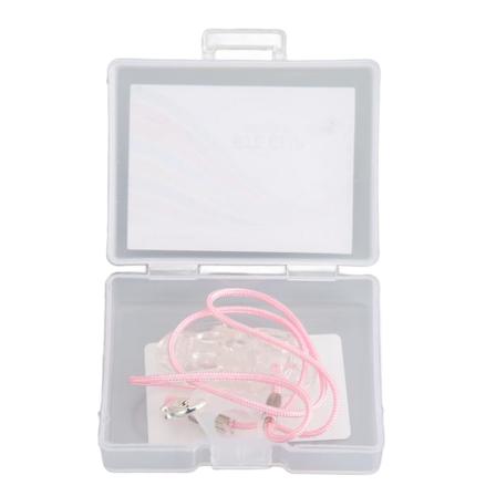 Kuulolaitteen pidike läpinäkyvä klipsi vaaleanpunainen köysi nylon helposti kiinnitettävä kuulokojeen kaulanauha puutarhatöihin, monofoninen