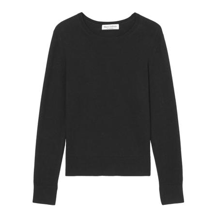 Marc O'Polo Round neck fine knit jumper Sort, Dame Striktrøjer