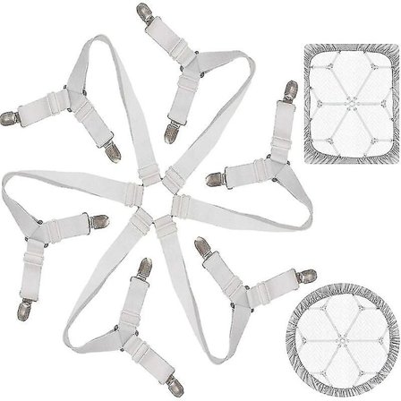 Justeret Lakensekssionsstrækker Sengelinned Justerbar Lakensekssionsklips Elastisk 3 Vejs 6 Sider Sengelinned Remme Sengelinned Fastgørelser Til 