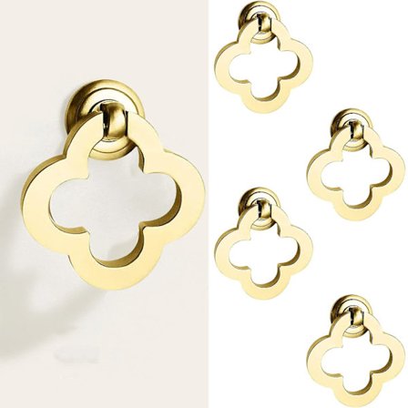 4 stk. Blomsterdråberingsskuffer Skabsknapper, Massiv Messing Legering