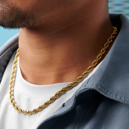 Collin Amager Gold-Tone 6mm Rope Chain Necklace for Men - Steel necklaces