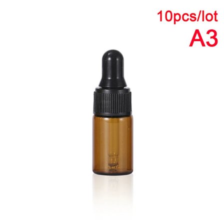 10st 1/2/3/5ml Tom Bärnstensfärgad Droppflaska med Pipett Återfyllningsbar Eterisk Olja Reseflaska Behållare Smink