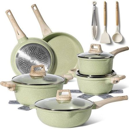 JUST PERFECTO 15-delade induktionskokkärl - Set med grytor och stekpannor - Alla värmekällor inklusive induktion - Aluminium