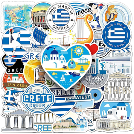 50 stk Utendørs Reise i Hellas Klistremerker PVC Vanntette, vannflasker, vinylklistremerker for Laptop, skateboard, koffert Dekal, motorsykkel, sykkel
