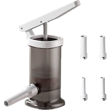 Pølsestopper med spak og 4 dyser - Kommersiell kvalitet, matvaregodkjent pølsemaker i rustfritt stål for hjemme- og restaurantbruk