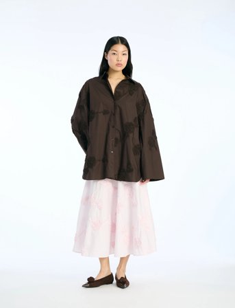 ROTATE Birger Christensen Flower Oversized Shirt - Brown - 32